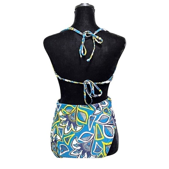 Aerie Blue Teal Floral Print Cut Out One Piece Swimsuit (Womens XL) - Picture 5 of 9